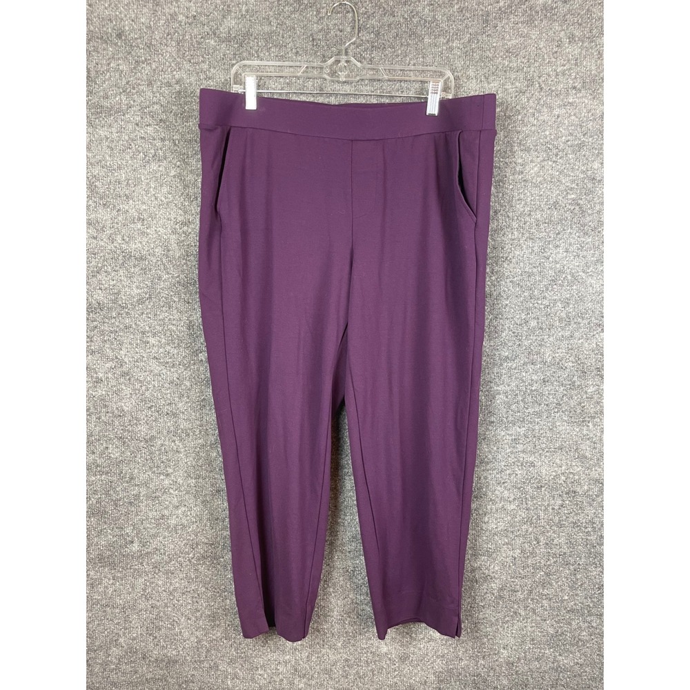 Torrid Ankle Pants Womens 2 Purple Excellent Stretch Pull On Side Slit Career - Picture 1 of 10